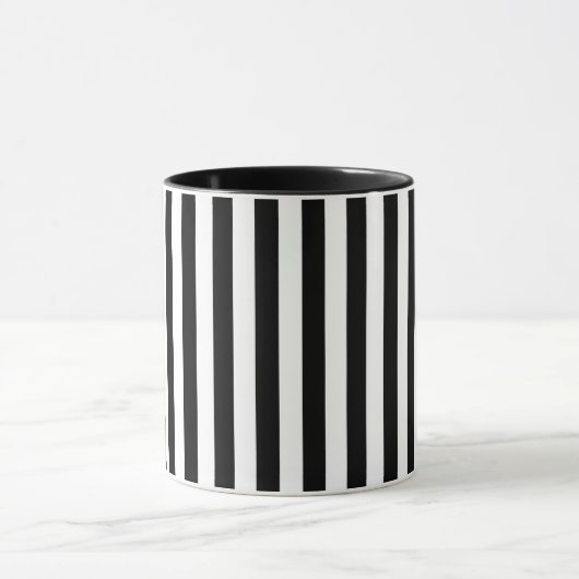 Modern Black and White Striped Combo Mug Mok (Midden)