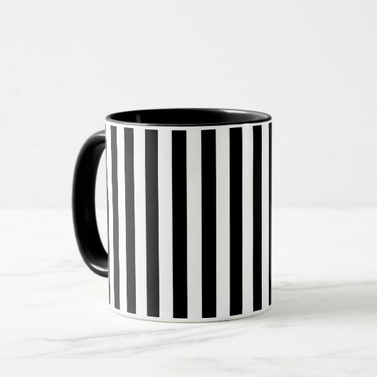 Modern Black and White Striped Combo Mug Mok (Voorkant links)