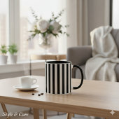 Modern Black and White Striped Combo Mug Mok