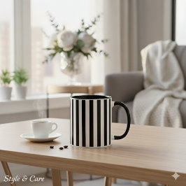 Modern Black and White Striped Combo Mug Mok