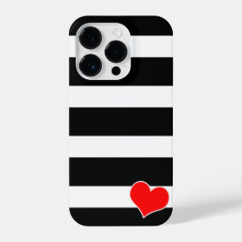 Modern Black and White Striped iPhone 14 Plus Hoesje