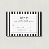 Modern Black And White Stripes Wedding RSVP Kaartje