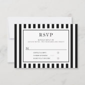 Modern Black And White Stripes Wedding RSVP Kaartje (Voorkant)