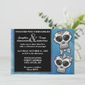 Modern Black and White Sugar Skull Elegant Wedding Kaart (Staand voorkant)