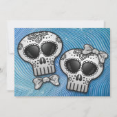 Modern Black and White Sugar Skull Elegant Wedding Kaart (Achterkant)