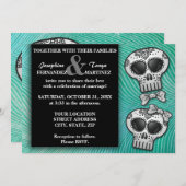 Modern Black and White Sugar Skull Elegant Wedding Kaart (Voorkant / Achterkant)