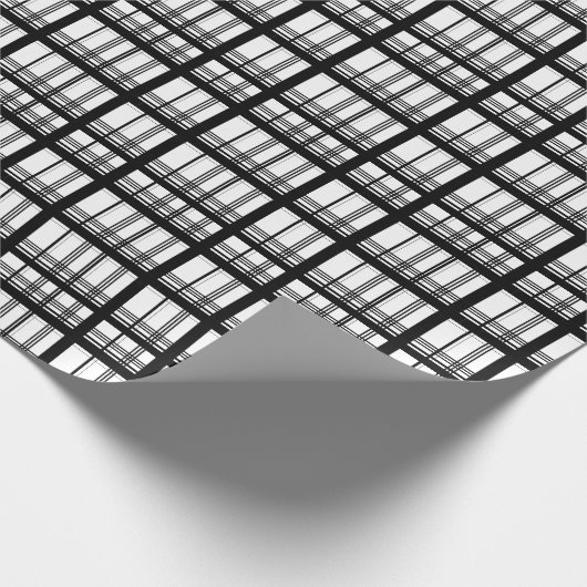 Modern Black and White Tartan Pset Holiday Cadeaupapier (Hoek)
