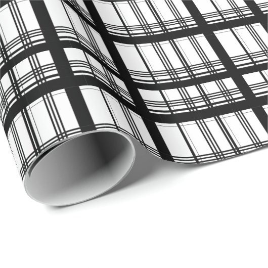 Modern Black and White Tartan Pset Holiday Cadeaupapier (Rol Hoek)