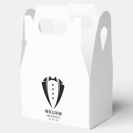Modern Black and White Tuxedo Groomsman Gift Bedankdoosjes (Geopend)