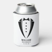 Modern Black and White Tuxedo Groomsman Gift Blikjeskoeler (Blikje Achterkant)