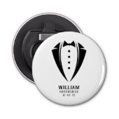 Modern Black and White Tuxedo Groomsman Gift Button Flesopener (Voorkant)