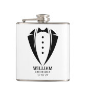 Modern Black and White Tuxedo Groomsman Gift Heupfles (Voorkant)
