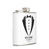 Modern Black and White Tuxedo Groomsman Gift Heupfles (Rechts)