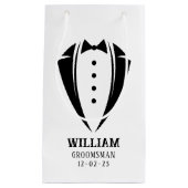 Modern Black and White Tuxedo Groomsman Gift Klein Cadeauzakje (Voorkant)
