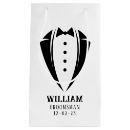 Modern Black and White Tuxedo Groomsman Gift Klein Cadeauzakje
