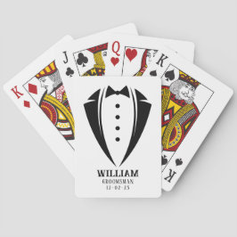 Modern Black and White Tuxedo Groomsman Gift Pokerkaarten