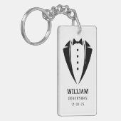 Modern Black and White Tuxedo Groomsman Gift Sleutelhanger (Voorkant Links)
