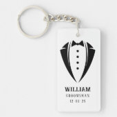 Modern Black and White Tuxedo Groomsman Gift Sleutelhanger (Voorkant)