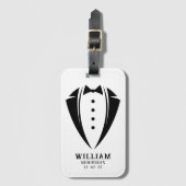 Modern Black and White Tuxedo Groomsman Gifts Bagagelabel (Voorkant (verticaal))