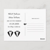 Modern black and white two photo gay Save the Date Briefkaart (Achterkant)