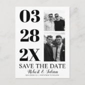Modern black and white two photo gay Save the Date Briefkaart (Voorkant)