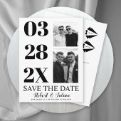 Modern black and white two photo gay Save the Date Briefkaart
