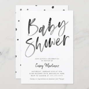 Modern Black and White Typography Baby shower Kaart