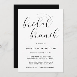 Modern Black and White Typography Bridal Brunch Kaart