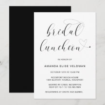 Modern Black and White Typography Bridal Luncheon