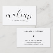Modern Black and White Typography Makeup Artist Visitekaartje (Voorkant / Achterkant)