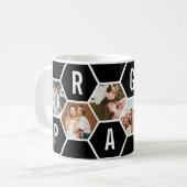 Modern black and white Typography Photo Collage Koffiemok (Voorkant links)