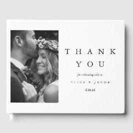 Modern Black and White Typography Photo Wedding Gastenboek