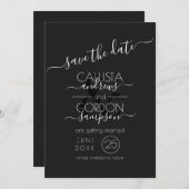 Modern Black and White Typography Wedding Save The Date (Voorkant / Achterkant)