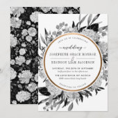 Modern Black and White Watercolor Floral Frame Kaart (Voorkant / Achterkant)