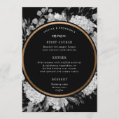Modern Black and White Waterverf Floral Wedding Menu (Voorkant)