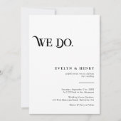 Modern Black and White We Do Wedding Kaart (Voorkant)