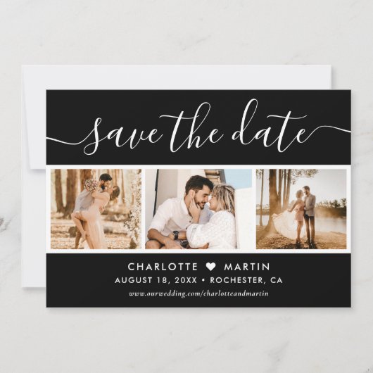 Modern Black and White Wedding 4 Save The Date (Voorkant)