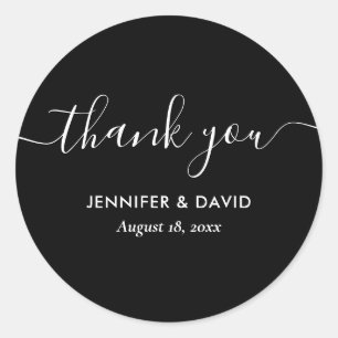 Modern Black and White Wedding Bedankt Ronde Sticker