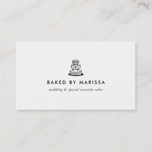 Modern Black and White Wedding Cake Visitekaartje (Voorkant)