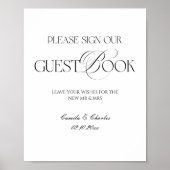 Modern Black and White Wedding Guest Book Poster (Voorkant)