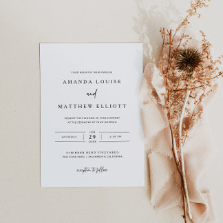 Modern Black and White Wedding Invitation Kaart