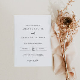 Modern Black and White Wedding Invitation Kaart