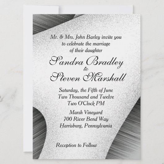 Modern Black and White Wedding Invitation Kaart (Voorkant)