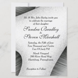 Modern Black and White Wedding Invitation Kaart