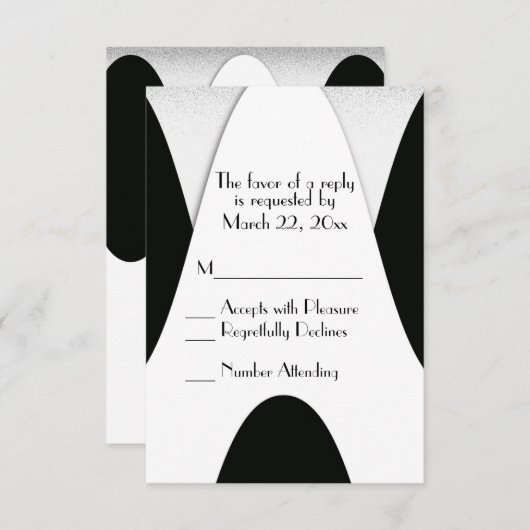 Modern Black and White Wedding Invitation Kaart (Voorkant / Achterkant)