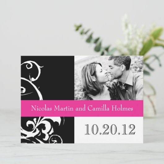 Modern Black and White Wedding Invitation Save The Date (Staand voorkant)