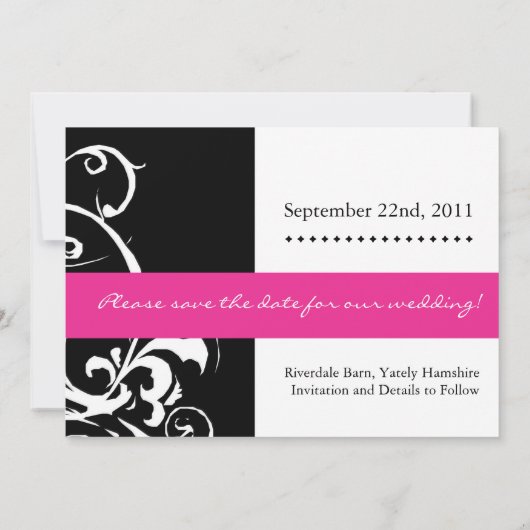 Modern Black and White Wedding Invitation Save The Date (Achterkant)