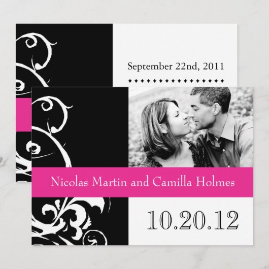 Modern Black and White Wedding Invitation Save The Date (Voorkant / Achterkant)