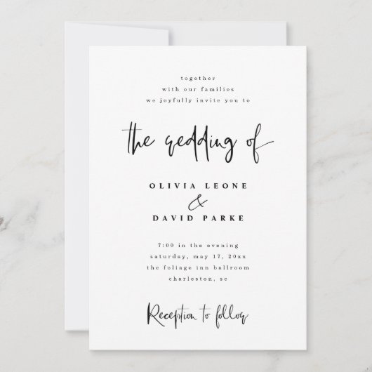 Modern Black and White Wedding Kaart (Voorkant)