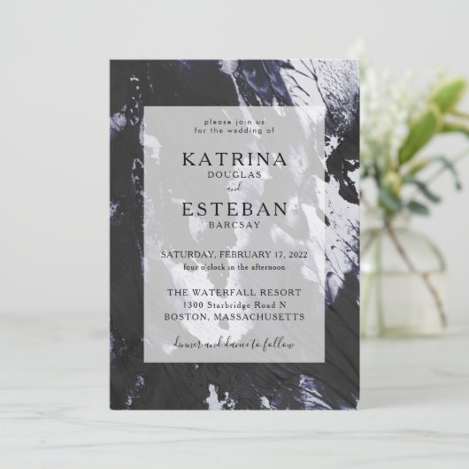 Modern Black and White Wedding Kaart (Staand voorkant)